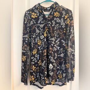 Tango Mango Cute Fall Floral Long Sleeve Top‎ Quarter Zip Size M